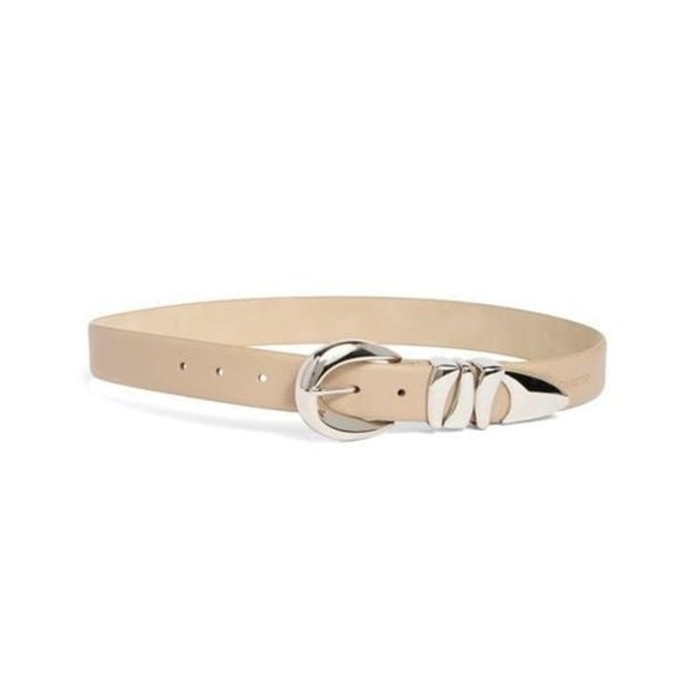 Vince Camuto Women's Sculptural Sand Faux Leather Belt Silver Buckle Size XL - Picture 1 of 9